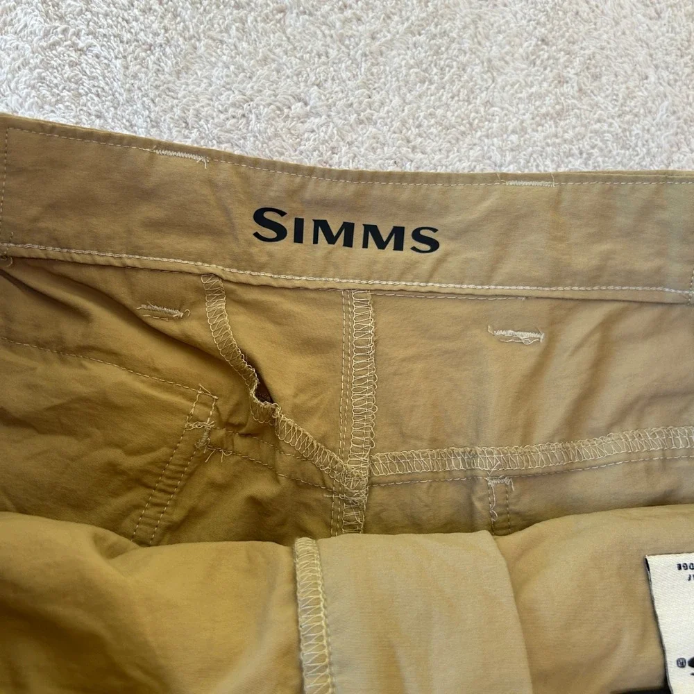 Simms Superlight Fishing Pants Mens 34 Tan Khaki Nylon Outdoor Hiking Trousers